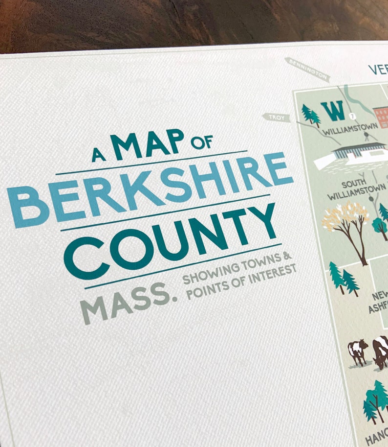 Map of the Berkshires Massachusetts Etsy