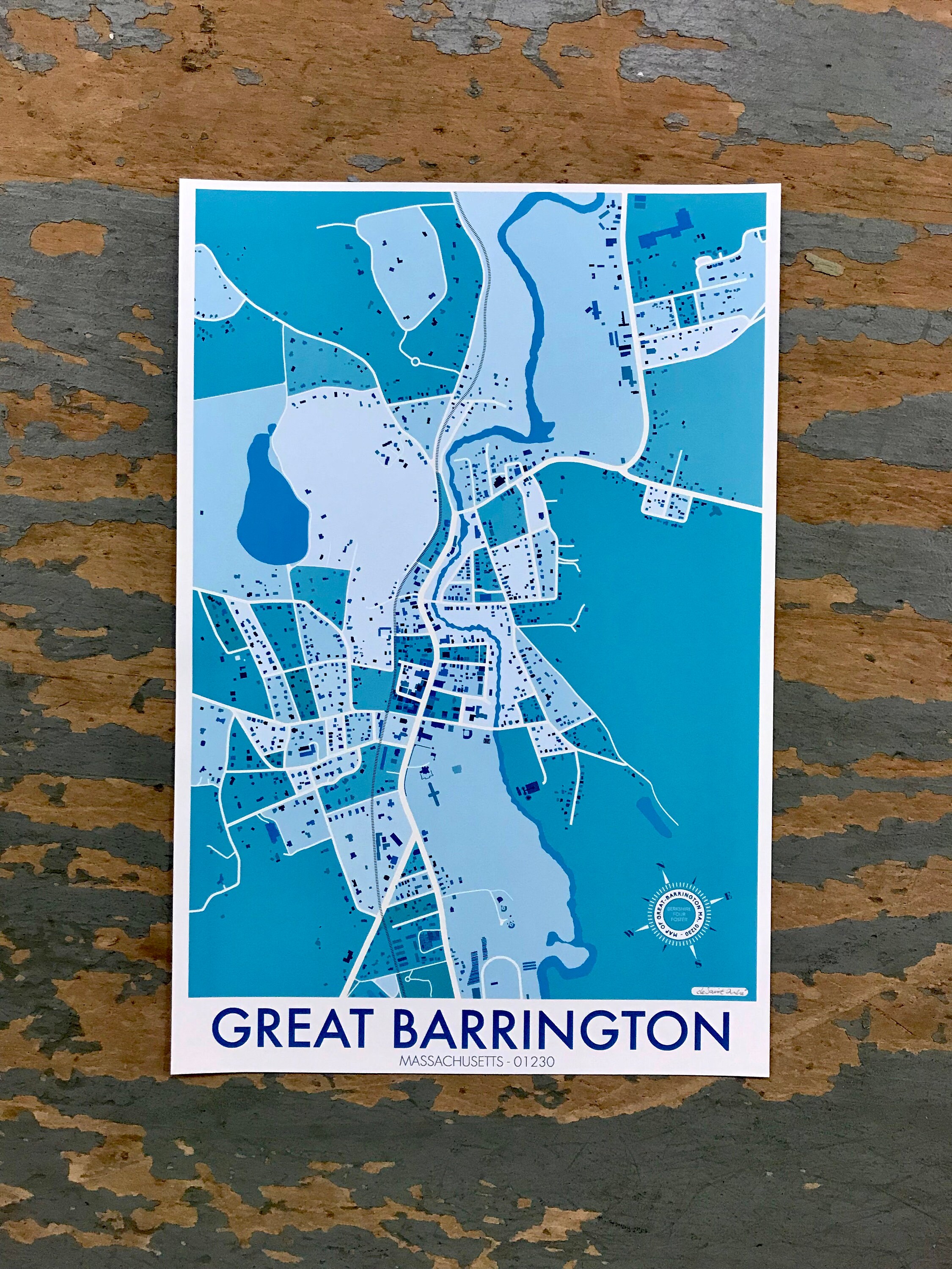 Map of Great Barrington Massachusetts Etsy