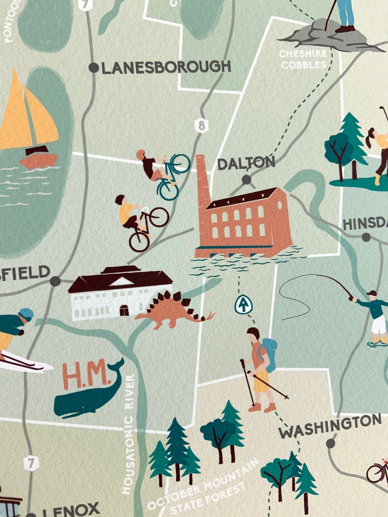 Map of the Berkshires Massachusetts Etsy