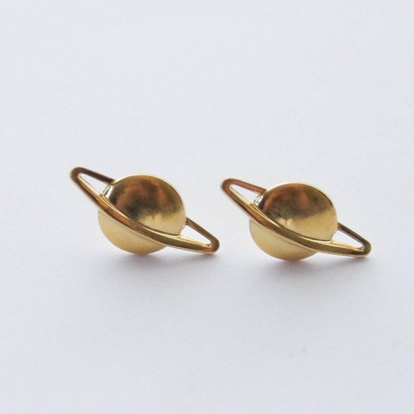 Saturn Studs, Cosmos Earrings, Gold Saturn Earrings, Planet Earrings, Space Earrings, Geek Earrings, Gifts for Geeks, Space Jewelry