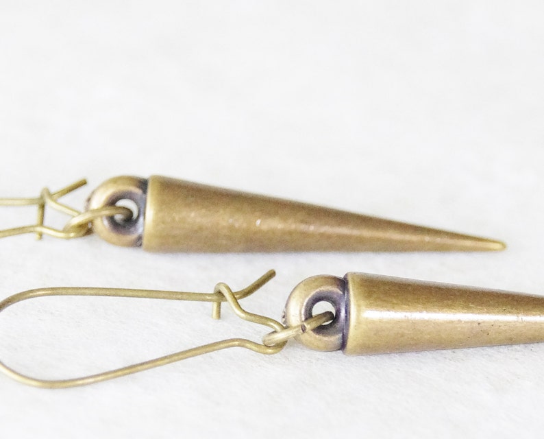 Boho Spike Earrings Rustic Spike Earrings Pastel Goth Spike Earrings Modern Spike Earrings Ox Brass Earrings D181