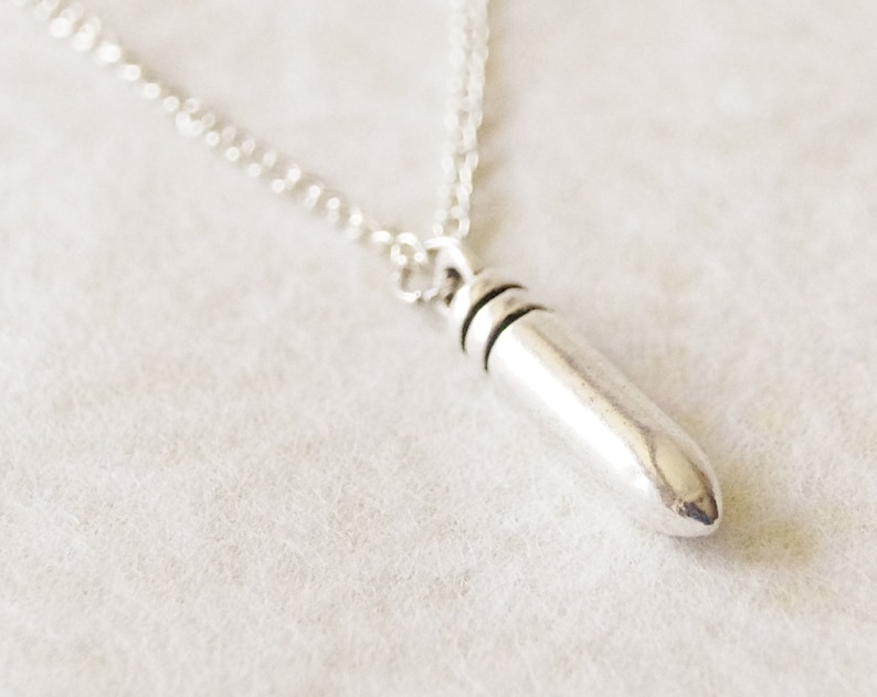 Personalized Bullet Necklace Silver Bullet Necklace Gun Necklace Unisex Steampunk Necklace Apocalypse Jewelry Bullet Jewelry Gift