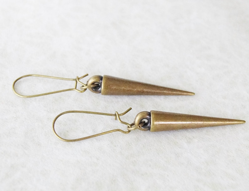 Boho Spike Earrings Rustic Spike Earrings Pastel Goth Spike Earrings Modern Spike Earrings Ox Brass Earrings D181
