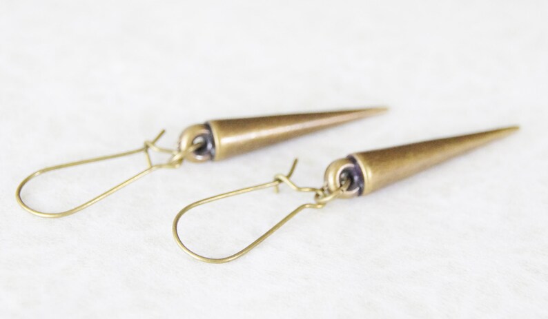 Boho Spike Earrings Rustic Spike Earrings Pastel Goth Spike Earrings Modern Spike Earrings Ox Brass Earrings D181