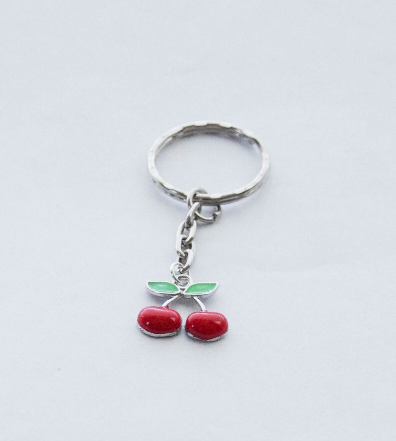Cherry Keychain Cherries Silver Cherry Key Ring Cherry Etsy