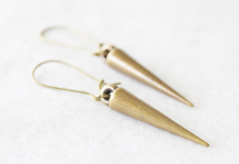 Boho Spike Earrings Rustic Spike Earrings Pastel Goth Spike Earrings Modern Spike Earrings Ox Brass Earrings D181
