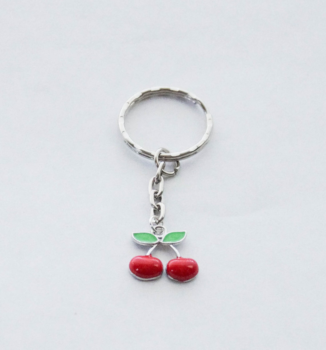 Cherry Keychain Cherries Silver Cherry Key Ring Cherry Etsy