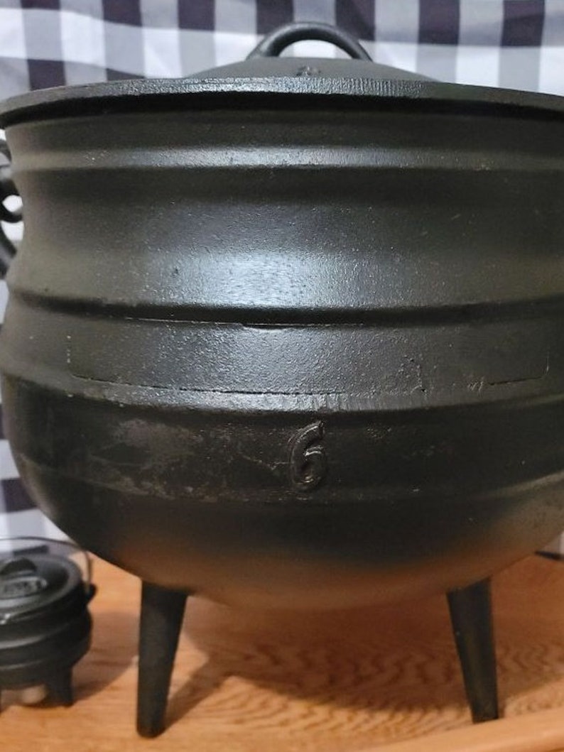 Cast Iron Cauldron Potjie Pot Kettle Size 6 Outdoor Cooking Etsy