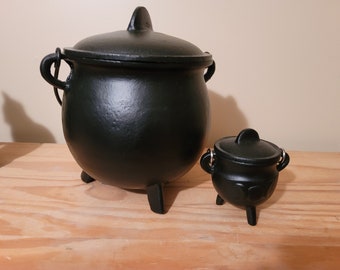 Potbelly Cast Iron Cauldron mommy witch and her little witch Cauldron for Brewing or Stewing pot belly Witch Wiccan