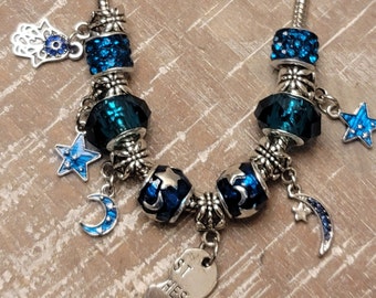 Set of 2 Blue Best Witches Charm Bracelets New Design