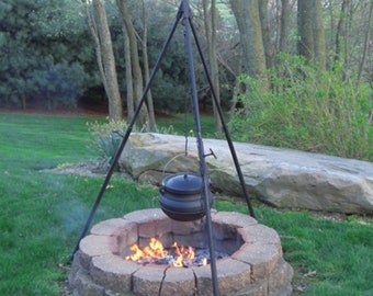 Tri-pod Heavy Duty for serious Cast Iron Cooking over wood burning campfires Tripod holds up to 400 pounds