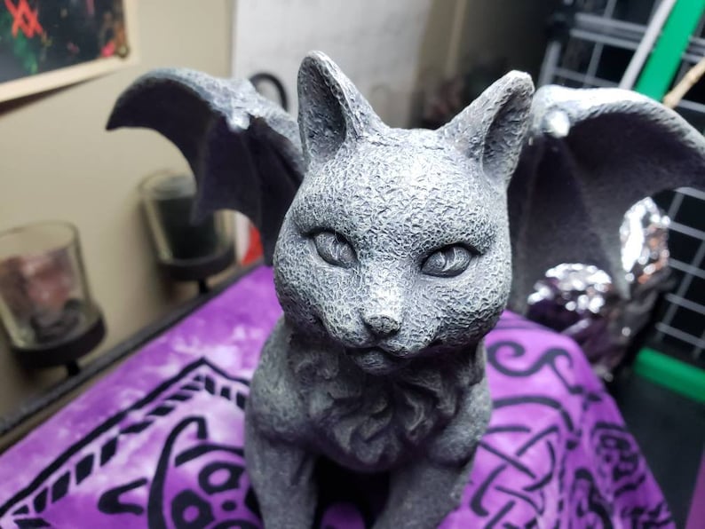 Winged Cat Gargoyle Statue 6 1/2 tall | Etsy