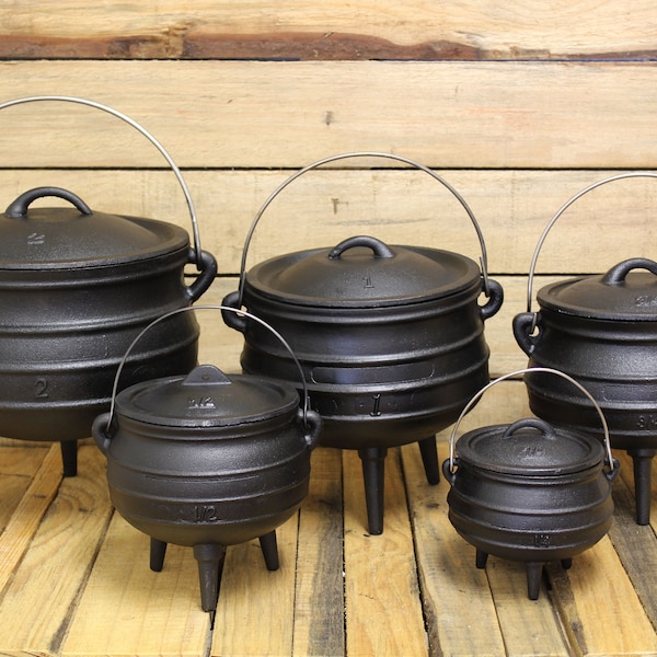 Cast Iron Cauldron Stewing or Brewing assorted hanging Cauldrons for cooking outside or a little bit of Country inside