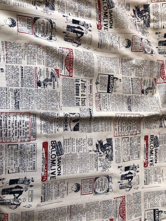 Old newspapers pattern soft Cotton and linen Fabric width 150 | Etsy