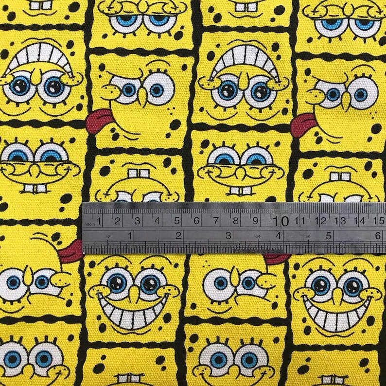 Pretty Spongebob pattern thick Canvas Fabric 45150 cm DIY Etsy
