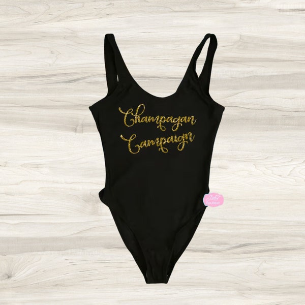 Champagne Swimsuit. Bachelorette Bathing Suit. Bachelorette Bathing Suits. Bride Swim. Champagne Campaign Swimsuit. One Piece Swimsuit.