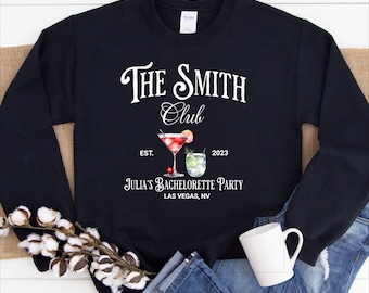 Personalized Cocktail Sweatshirt, Social Cocktail Club Sweater, Bridal Party Sweatshirt, Bridesmaid Gifts, Custom Name Bachelorette Merch,