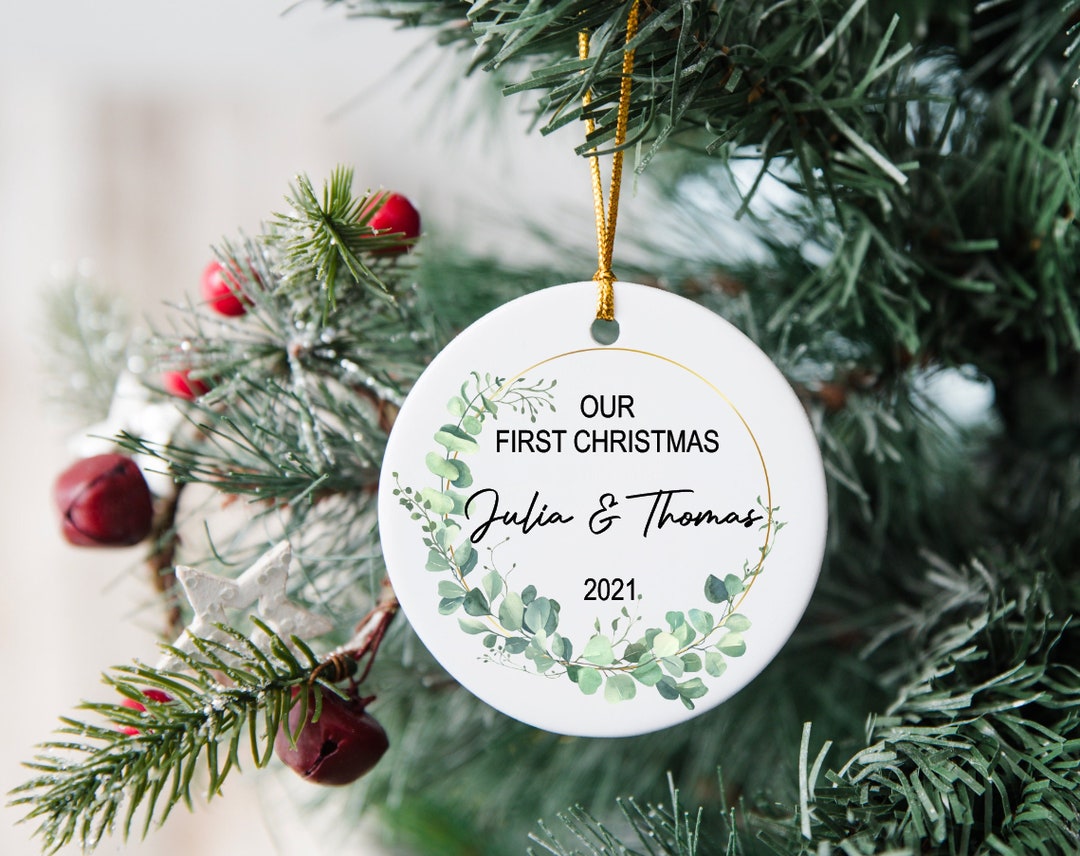 Personalized Ceramic Ornament. Custom First Christmas Married Ornament ...