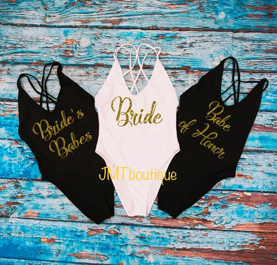 bride and bridesmaid swimwear