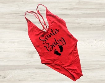 Santa baby Swim.  Bride Squad Bathing Suit. Bride Bathing suit. Bride Swimwear. Squad Swimwear. Santa Baby Swimsuit. Honeymoon.