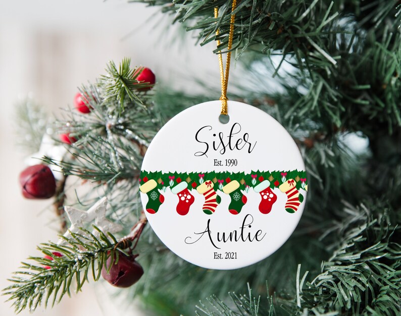 Aunt Christmas Ornament. 26. Aunt Christmas Ornament. Custom Sister to Aunt Pregnancy Announcement Ornament. image 1