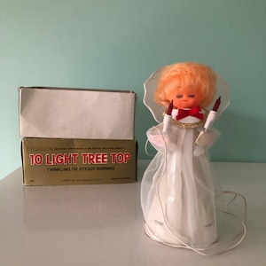 Vintage Light Up Angel Tree Topper with Original Box