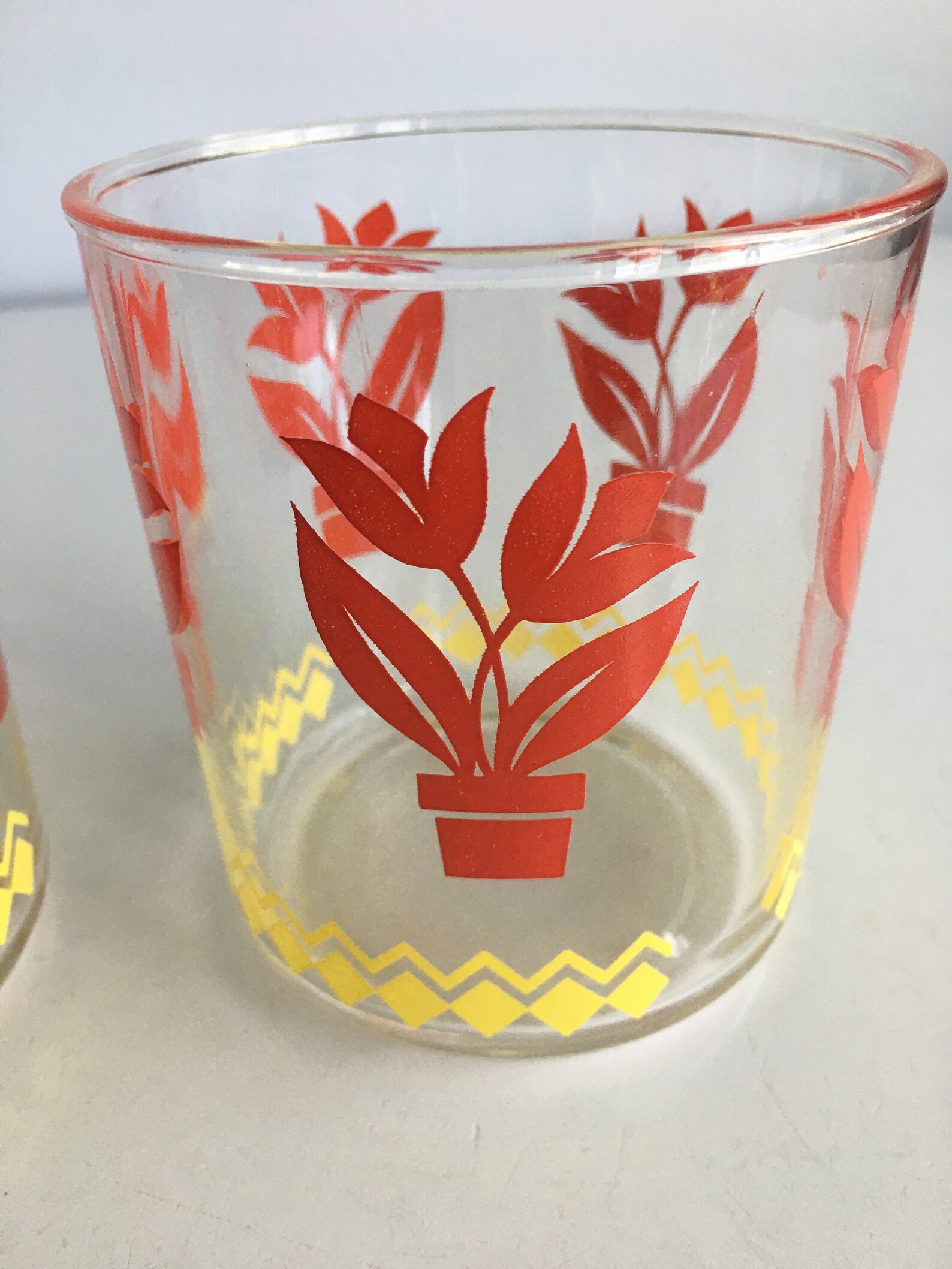 Vintage Hazel Atlas Sour Cream Glass Jar Red Tulip Potted Etsy