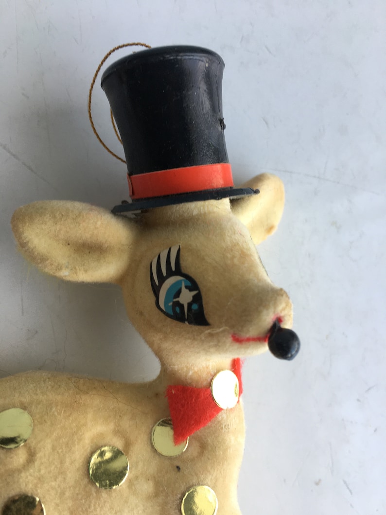 Vintage Christmas Reindeer Deer Spotted Deer Ornaments Set of Etsy