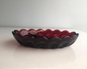 Vintage 1940's Anchor Hocking Royal Ruby Red Divided Serving Dish