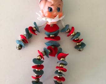 Vntage Chrismtas Pixie Elf Bell Ornament HTF