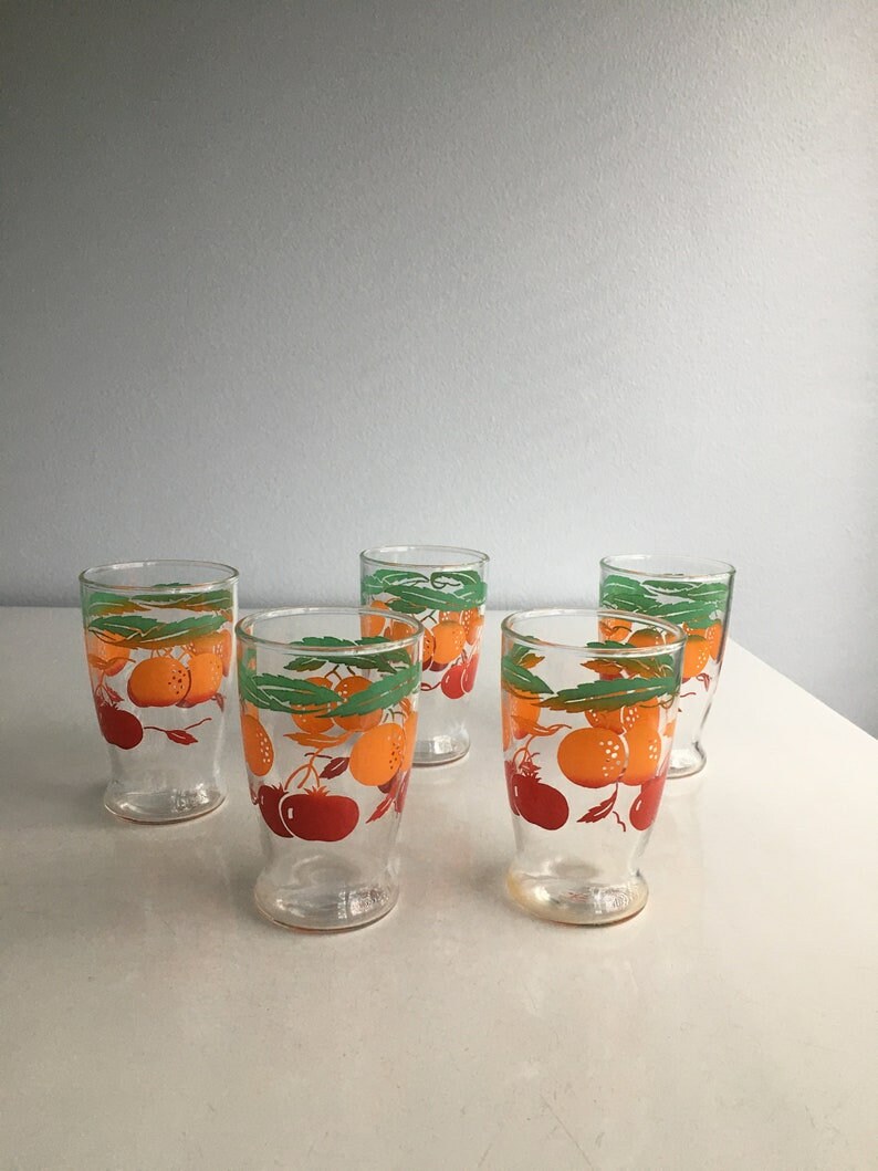 Vintage Orange Juice Carafe Pitcher and Glasses by Anchor Hocking - Bunting  Online Auctions