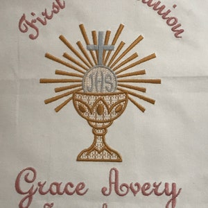 Personalized First Communion Banner, Host with Rays