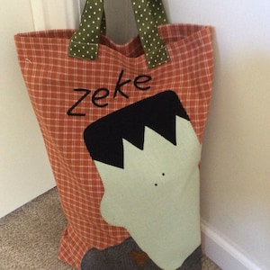 Personalized Frankenstein Trick or Treat Bag