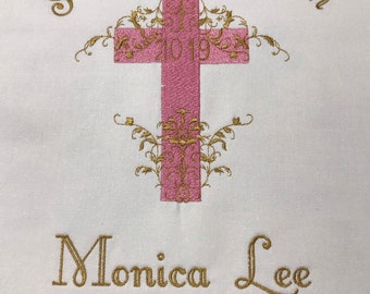Personalized Cross with Vines First Communion Banner