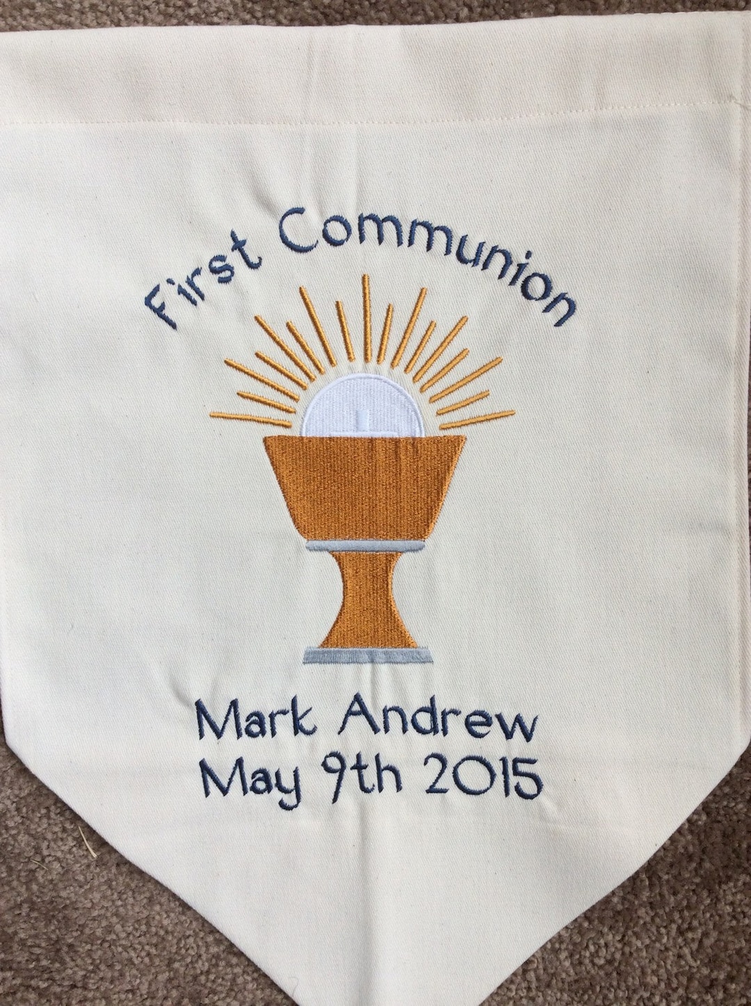 Personalized First Communion Banner With Embroidered Contemporary