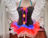 Corset dress Halloween burlesque party stage goth day of the dead zombie tutu skirt can be worn separate to the corset