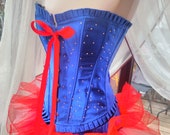 Corset dress with matching necklace Halloween burlesque party stage goth day of the dead tutu skirt can be worn separate to the corset