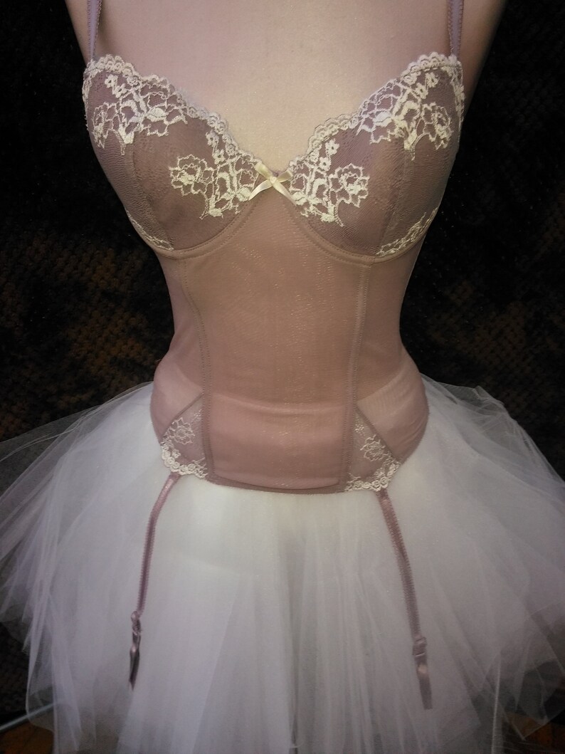 Christmas Fairy Victorian hen night party stage burlesque boned corset long back bustle skirt of colourful net frilled layers