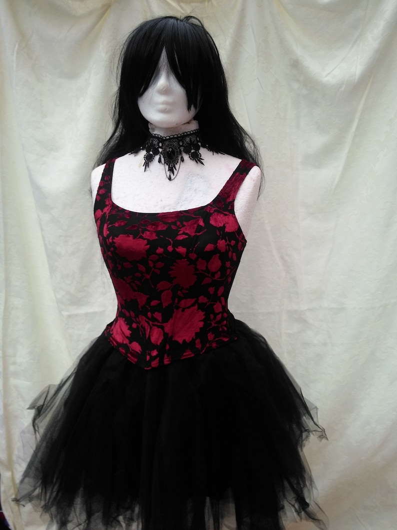 small size corset dress net tutu skirt longer at the back choker necklace day of the dead dracula zombie steampunk gothic victorian dress