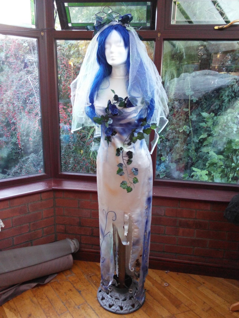 Corpse Bride Tattered Dyed Dress Size Uk 8 10 Veil With Etsy