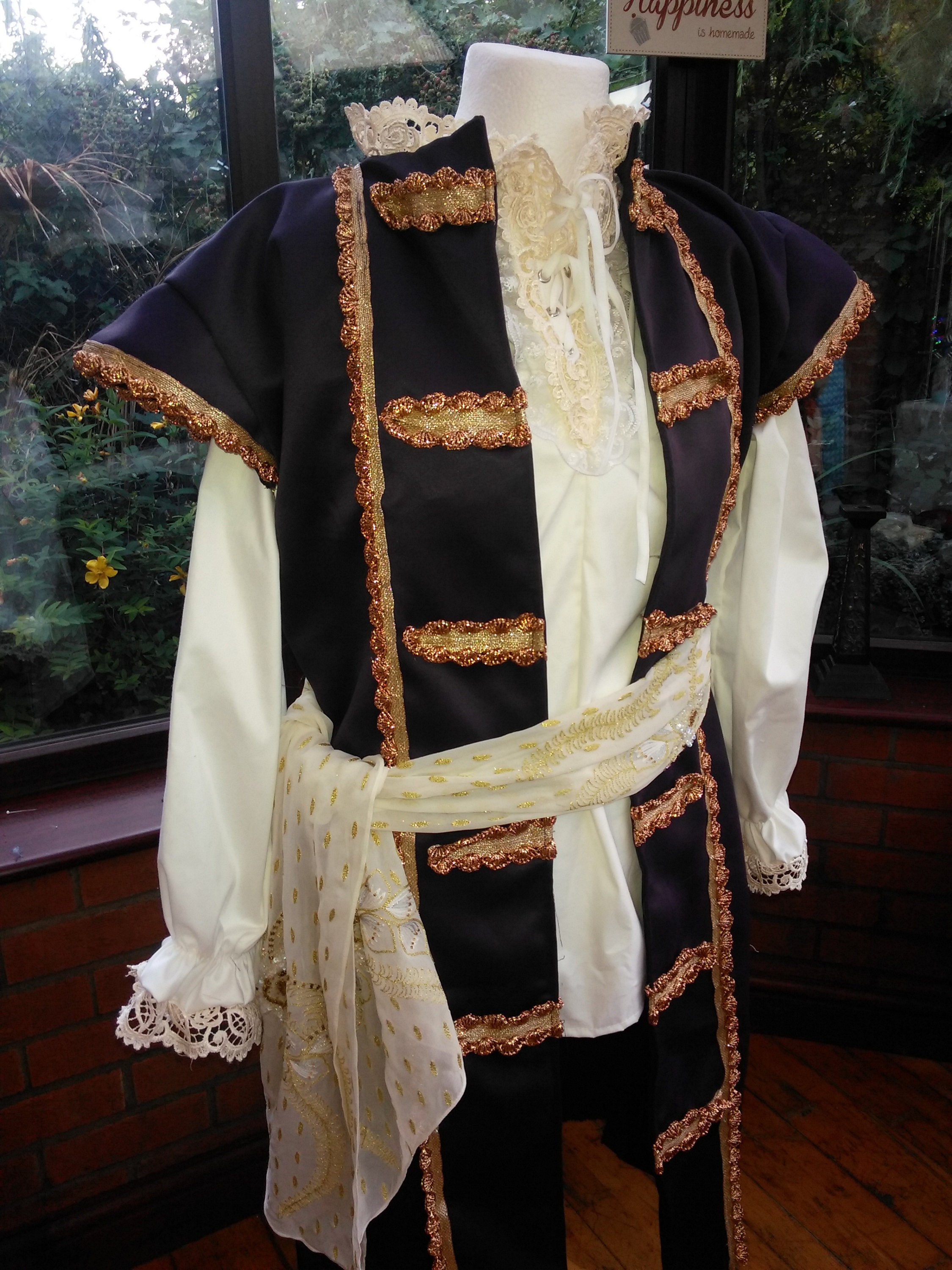 Image of Pirate Jacket With Frilled Shirt & Pants Custom Made Complete Full Costume To Your Own Measurements Color Including Hat