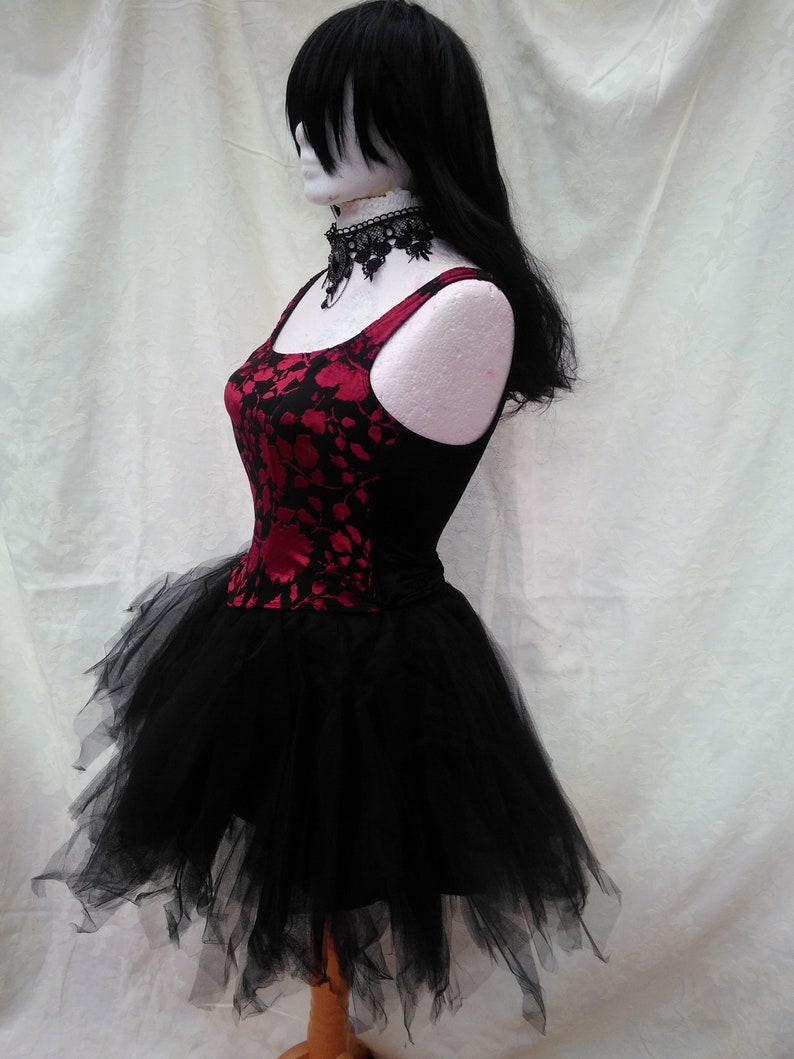 small size corset dress net tutu skirt longer at the back choker necklace day of the dead dracula zombie steampunk gothic victorian dress