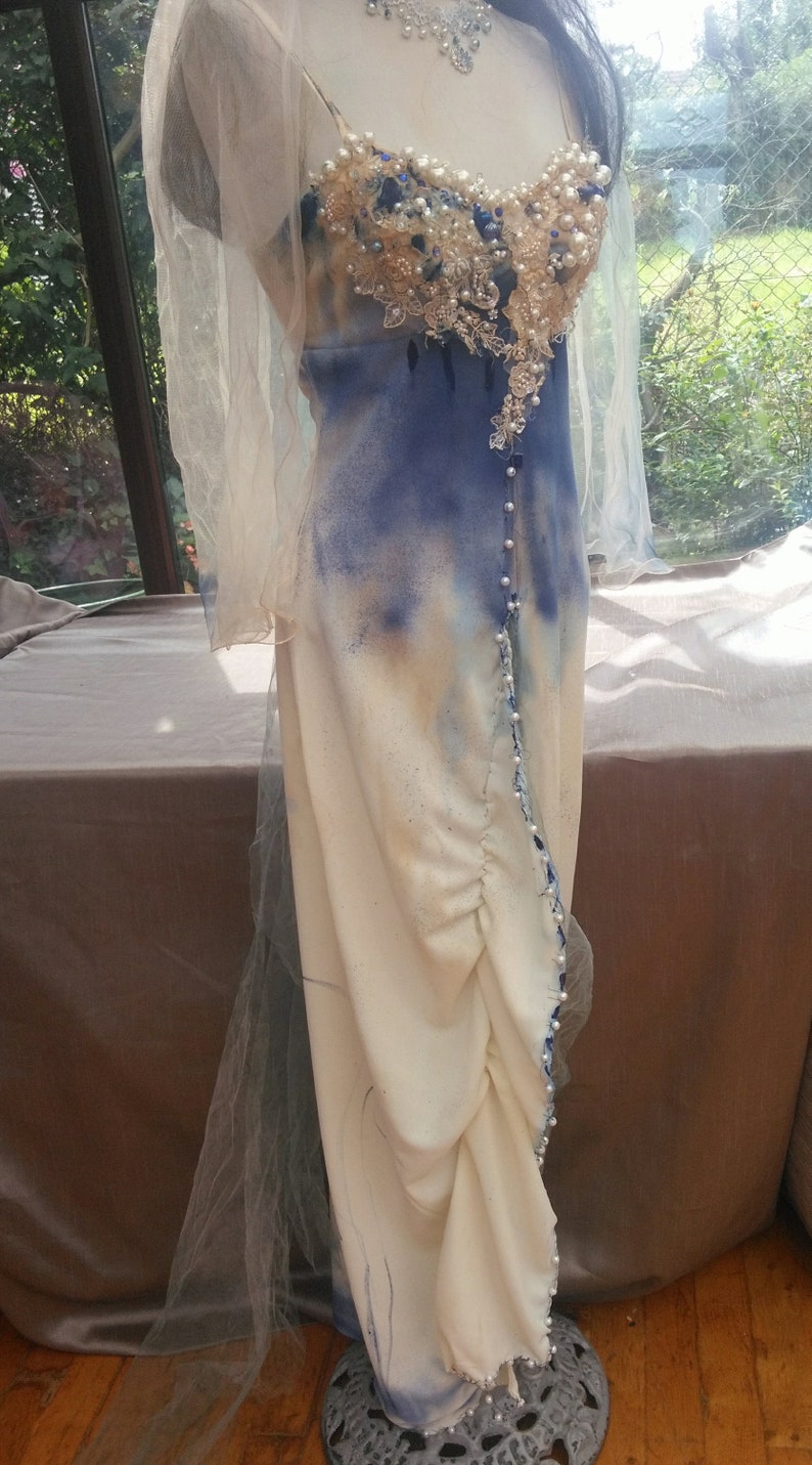 Corpse Bride Pearl Trimmed Tattered Dyed Dress Size Uk 8 10 Etsy