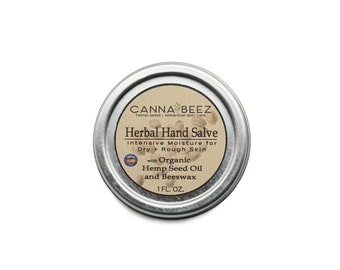 Herbal Hand Salve; Organic Hemp Salve; Organic Skin Care; Intensive Moisturizer; Cracked Fingertips; Dry Elbows and Feet; Working Hands