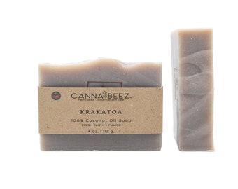 Krakatoa: Fresh Earth + Pumice Cold Process Soap; 100% Organic Virgin Coconut Oil; Small Batch; Handcrafted; Palm Oil Free; Exfoliating