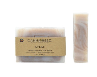 Atlas: Cedar Forests + Brazilian Brown Clay Cold Process Soap; 100% Organic Virgin Coconut Oil; Small Batch; Handcrafted; Palm Oil Free