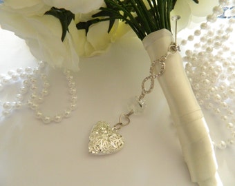 Wedding bouquet Locket  charm - Photo locket - keepsake boxed