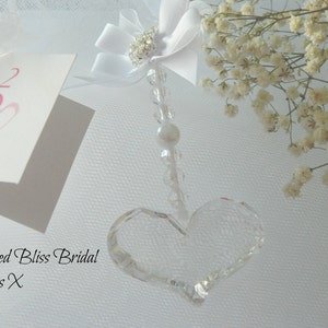 Crystal Look Heart & Bow Bridal keepsake charm- Alternative to the Traditional Horseshoe