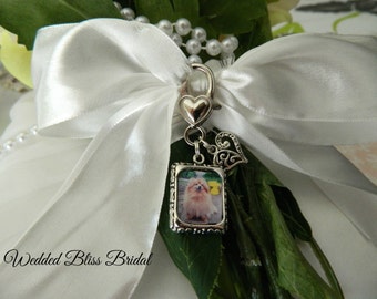 Wedding Bouquet photo charm -Living or Memory Keepsake -  heart charm - Diy photo or request a custom order to include your photo