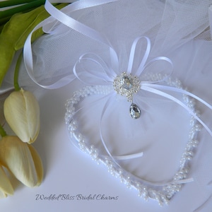 Wedding bridal charm Pearl  Pearl Keepsake Heart - Wedding Keepsake - Bling Embellishment   -White Bridal charm keepsake